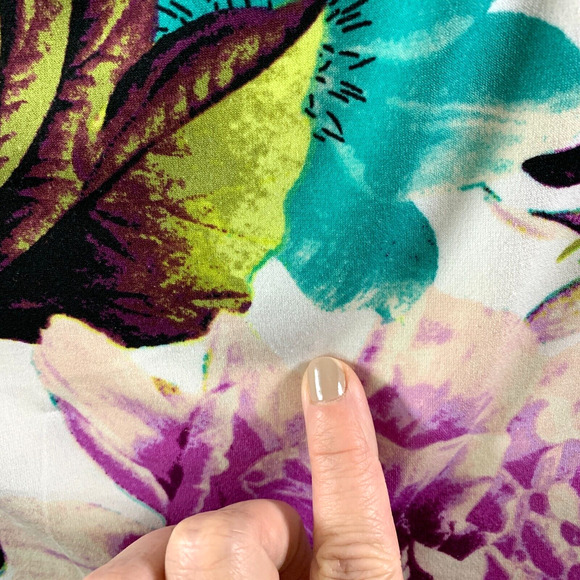 Women‎ Feminine Blouse Sz S Colorful Floral Flutter Sleeve Cowl Neck Bloomcore - Picture 9 of 11